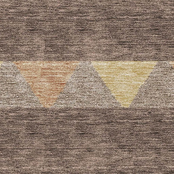 HomeRoots 9' X 12' Southwestern Washable Area Rug in Brown, Wheat & Copper - UV Protected, Stain-Resistant Charm 676385