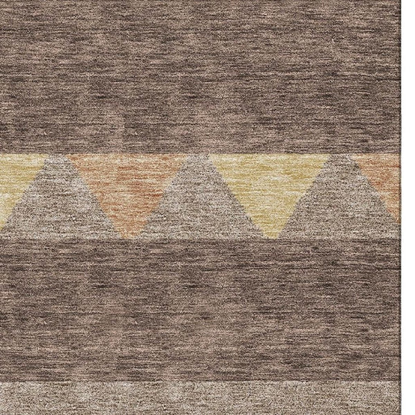 HomeRoots 9' X 12' Southwestern Washable Area Rug in Brown, Wheat & Copper - UV Protected, Stain-Resistant Charm 676385