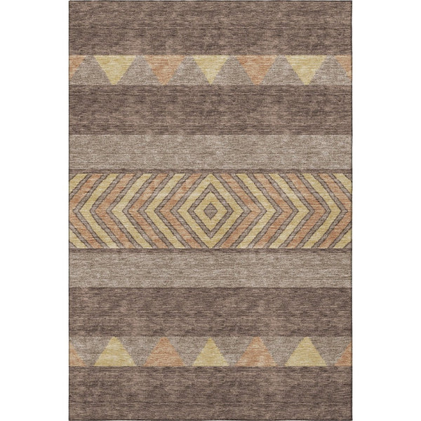 HomeRoots 10' Southwestern Washable Area Rug in Brown, Wheat & Copper - Durable, Stain-Resistant & UV Protected! 676386