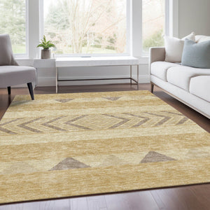 HomeRoots 5' X 8' Southwestern Area Rug in Gold Taupe & Beige - Washable, UV-Protected, & Stain-Resistant! 676388
