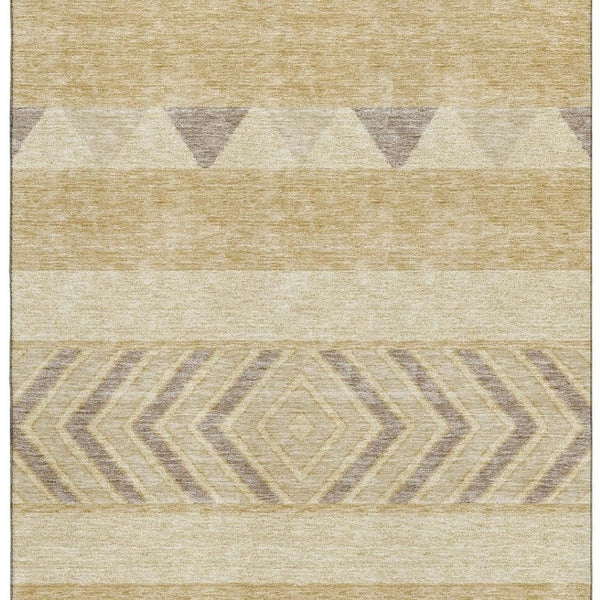 HomeRoots 5' X 8' Southwestern Area Rug in Gold Taupe & Beige - Washable, UV-Protected, & Stain-Resistant! 676388