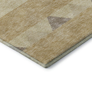 HomeRoots 8' Gold Taupe & Beige Southwestern Washable Round Rug - Durable, UV Protected, Ideal for Any Room 676389
