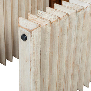 English Elm Veda Reclaimed Pine Geometric Waterfall Side Table Whitewashed Sculptural Accent B2719P485507