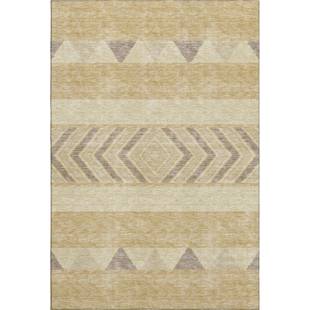 HomeRoots 8' X 10' Gold Taupe Beige Southwestern Washable Area Rug – Durable, UV-Protected, Kid & Pet Friendly 676390