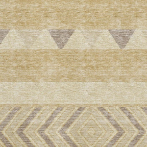 HomeRoots 8' X 10' Gold Taupe Beige Southwestern Washable Area Rug – Durable, UV-Protected, Kid & Pet Friendly 676390