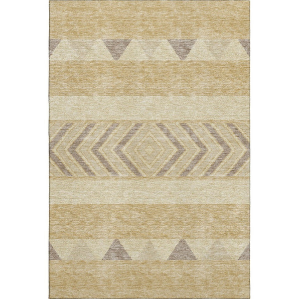 HomeRoots 9' Southwestern Washable Area Rug in Gold Taupe & Beige - UV Protected, Stain-Resistant, Durable Design 676391