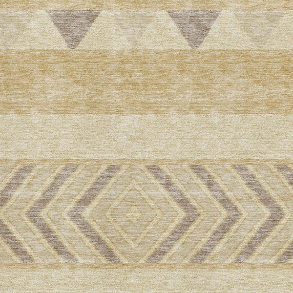 HomeRoots 9' Southwestern Washable Area Rug in Gold Taupe & Beige - UV Protected, Stain-Resistant, Durable Design 676391