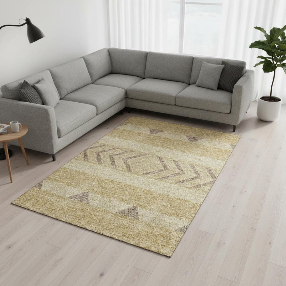 HomeRoots 10' Southwestern Washable Area Rug in Gold Taupe & Beige – Durable, UV-Protected, Stylish Design 676392