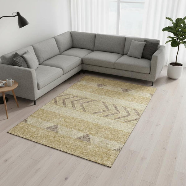 HomeRoots 10' Southwestern Washable Area Rug in Gold Taupe & Beige – Durable, UV-Protected, Stylish Design 676392