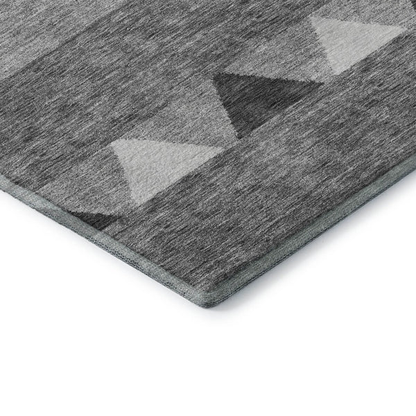 HomeRoots 10' Southwestern Washable Gray Charcoal & Silver Area Rug - UV Protected, Stain-Resistant Design! 676398