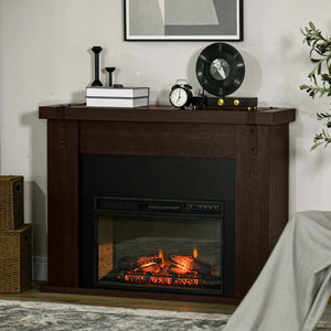 English Elm HOMCOM 36" Electric Fireplace Heater with Remote, 1500W Wall/Recessed Mount, Realistic Flames Brown W2225P249861