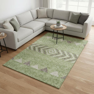 HomeRoots 9' X 12' Southwestern Washable Area Rug - Stain Resistant, UV Protected, Durable & Stylish Foundation 676403