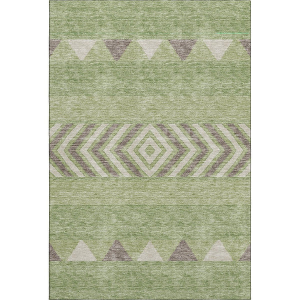 HomeRoots 10' X 14' Southwestern Washable Area Rug in Green Taupe & Ivory – Durable, UV-Protected, Stylish Décor 676404