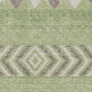 HomeRoots 10' X 14' Southwestern Washable Area Rug in Green Taupe & Ivory – Durable, UV-Protected, Stylish Décor 676404