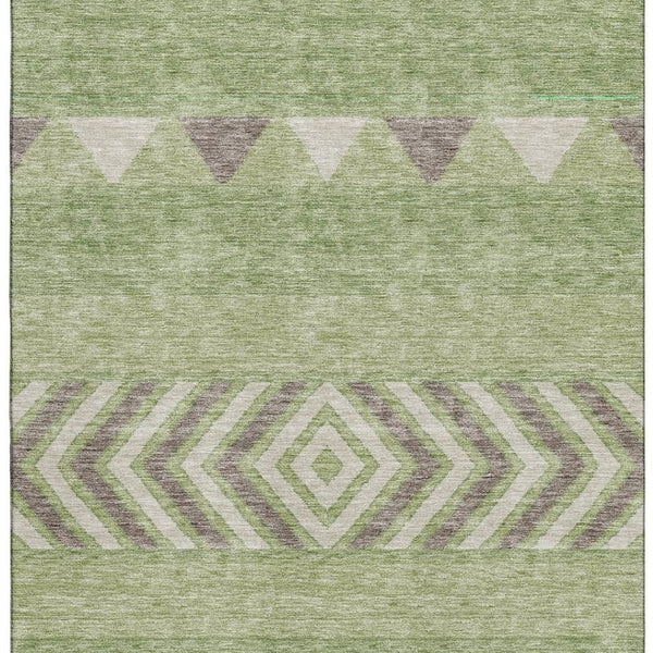 HomeRoots 10' X 14' Southwestern Washable Area Rug in Green Taupe & Ivory – Durable, UV-Protected, Stylish Décor 676404