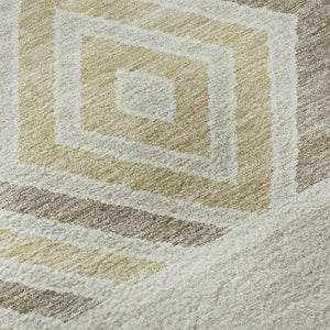 HomeRoots 8' Ivory Beige and Taupe Southwestern Round Rug - Washable, UV-Protected, Durable for Busy Homes 676407