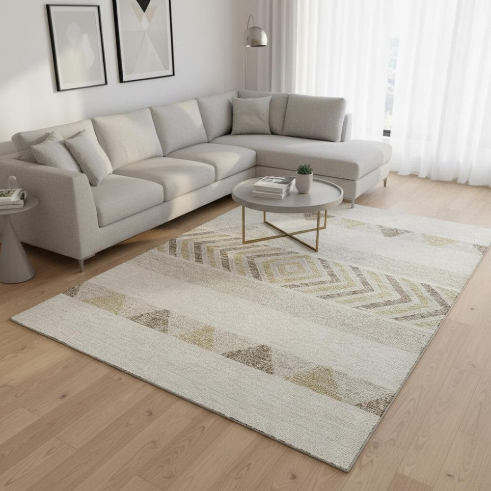 HomeRoots 8' X 10' Southwestern Washable Area Rug - Ivory Beige Taupe, Stain Resistant, UV Protection & Durable 676408