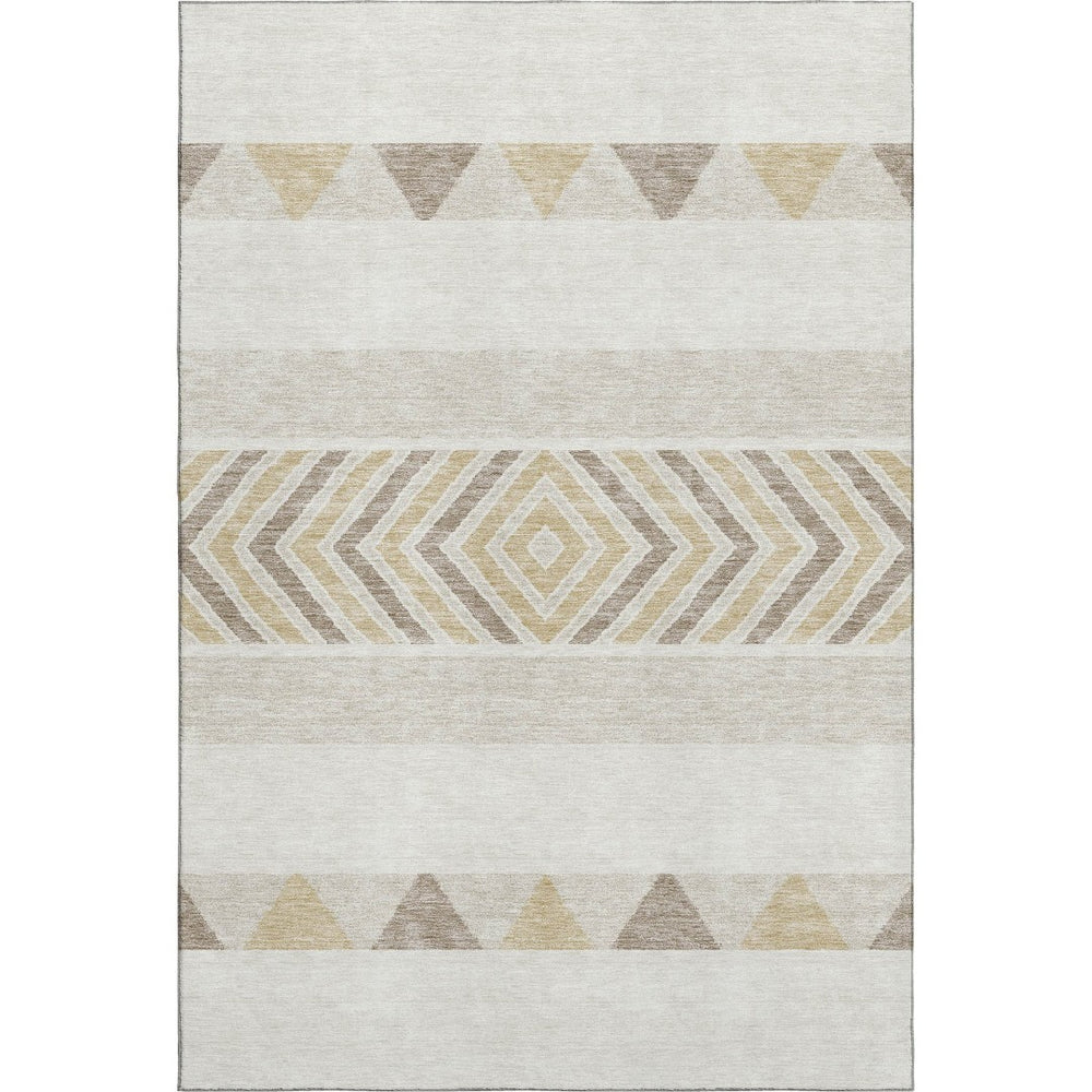 HomeRoots 8' X 10' Southwestern Washable Area Rug - Ivory Beige Taupe, Stain Resistant, UV Protection & Durable 676408