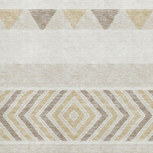 HomeRoots 9' X 12' Ivory Beige & Taupe Southwestern Area Rug - Durable, Washable, UV-Protected & Pet-Friendly! 676409