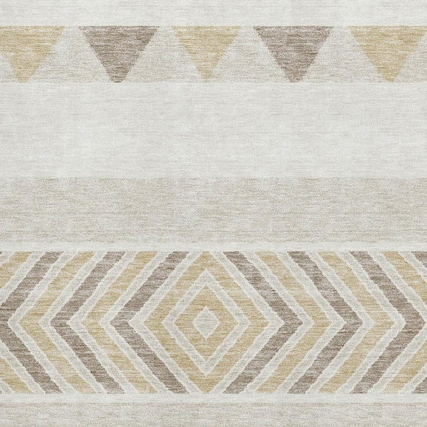 HomeRoots 9' X 12' Ivory Beige & Taupe Southwestern Area Rug - Durable, Washable, UV-Protected & Pet-Friendly! 676409
