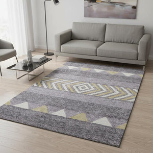 HomeRoots 5' X 8' Southwestern Area Rug in Lavender, Ivory & Gold - Durable, Washable with UV Protection! 676412
