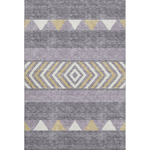 HomeRoots 5' X 8' Southwestern Area Rug in Lavender, Ivory & Gold - Durable, Washable with UV Protection! 676412