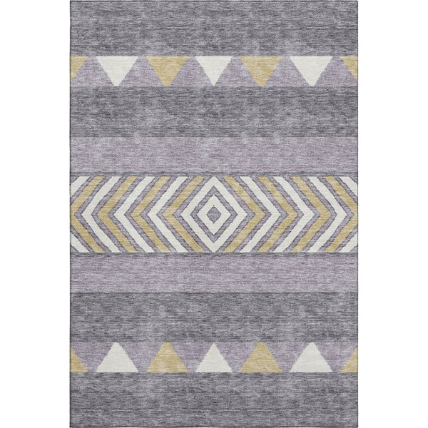 HomeRoots 5' X 8' Southwestern Area Rug in Lavender, Ivory & Gold - Durable, Washable with UV Protection! 676412