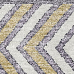 HomeRoots 5' X 8' Southwestern Area Rug in Lavender, Ivory & Gold - Durable, Washable with UV Protection! 676412