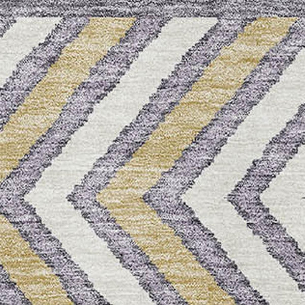 HomeRoots 5' X 8' Southwestern Area Rug in Lavender, Ivory & Gold - Durable, Washable with UV Protection! 676412
