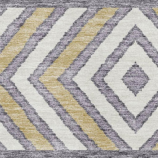HomeRoots 5' X 8' Southwestern Area Rug in Lavender, Ivory & Gold - Durable, Washable with UV Protection! 676412