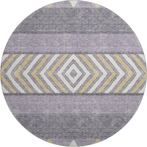 HomeRoots 8' Lavender Ivory Gold Southwestern Washable Round Rug - Stylish, Durable, UV Protected for Any Space 676413