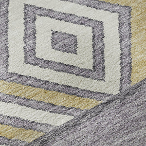 HomeRoots 8' Lavender Ivory Gold Southwestern Washable Round Rug - Stylish, Durable, UV Protected for Any Space 676413