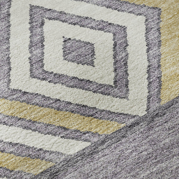 HomeRoots 8' Lavender Ivory Gold Southwestern Washable Round Rug - Stylish, Durable, UV Protected for Any Space 676413