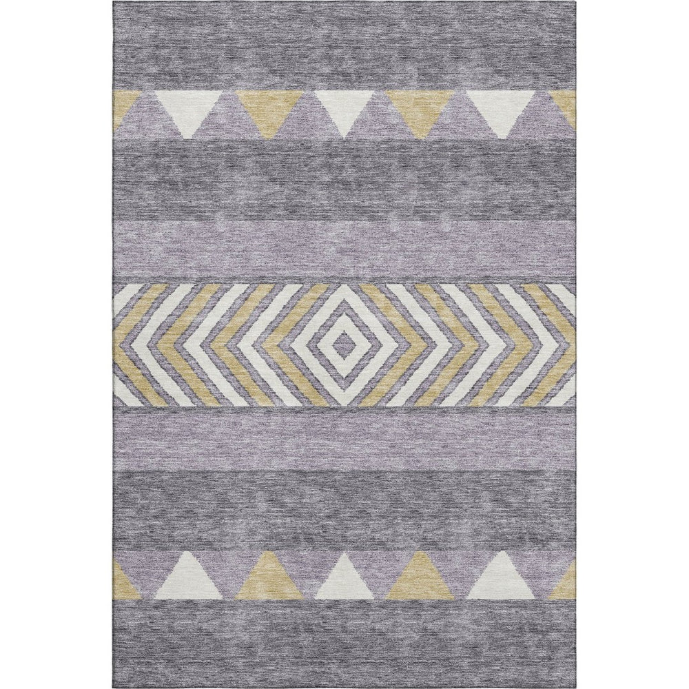 HomeRoots 8' X 10' Southwestern Area Rug in Lavender, Ivory & Gold - Washable, UV-Protected, Stain-Resistant 676414