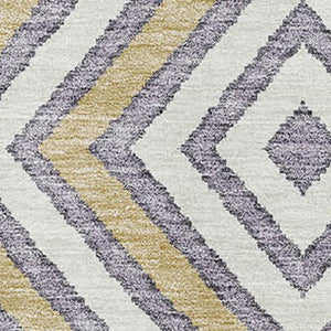 HomeRoots 8' X 10' Southwestern Area Rug in Lavender, Ivory & Gold - Washable, UV-Protected, Stain-Resistant 676414