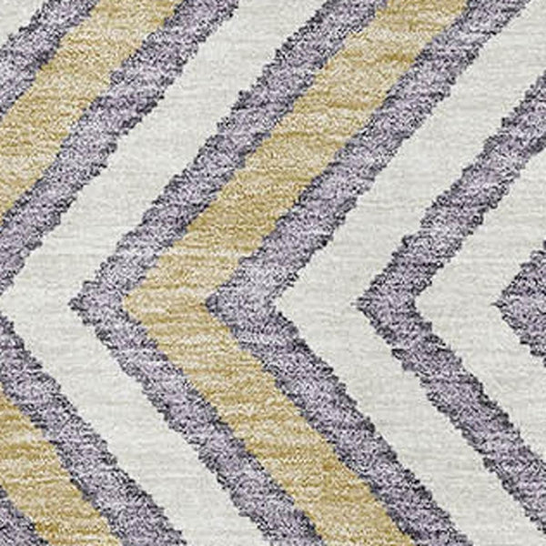 HomeRoots 9' X 12' Southwestern Area Rug in Lavender, Ivory & Gold – Washable, Stain-Resistant, UV Protected 676415