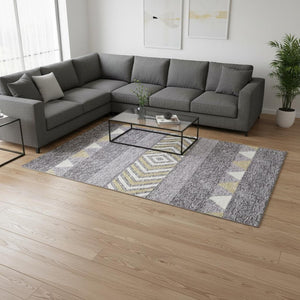 HomeRoots 10' Southwestern Area Rug in Lavender, Ivory & Gold - Washable, UV-Protected, Stain-Resistant Décor 676416