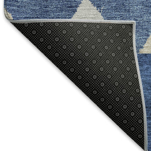 HomeRoots 5' X 8' Southwestern Area Rug in Navy, Ivory & Beige - Washable, UV Protected, Durable Design for Homes 676418