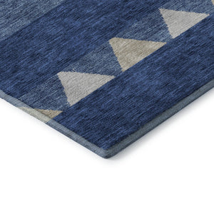 HomeRoots 5' X 8' Southwestern Area Rug in Navy, Ivory & Beige - Washable, UV Protected, Durable Design for Homes 676418