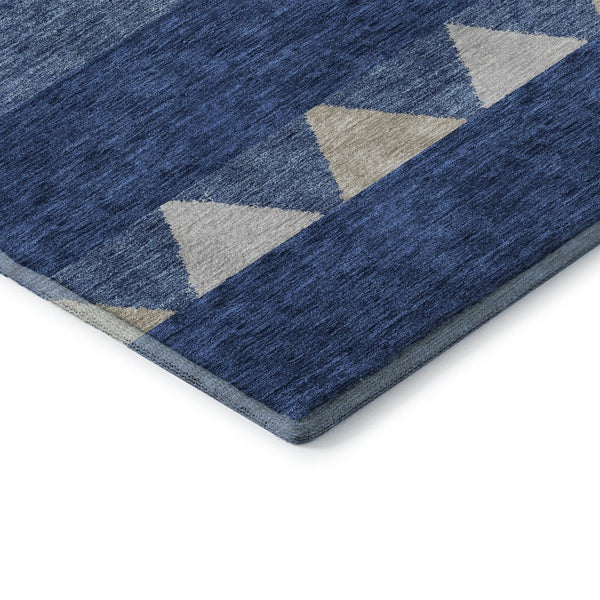 HomeRoots 5' X 8' Southwestern Area Rug in Navy, Ivory & Beige - Washable, UV Protected, Durable Design for Homes 676418