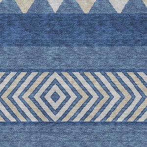 HomeRoots 8' X 10' Southwestern Washable Area Rug - Navy, Ivory, Beige - Durable, UV Protected & Easy Care! 676420