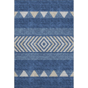 HomeRoots 9' X 12' Southwestern-Inspired Navy Blue Area Rug - Washable, Durable, UV-Protected, Easy-Care Design 676421