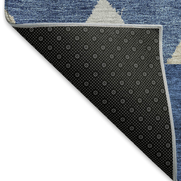 HomeRoots 9' X 12' Southwestern-Inspired Navy Blue Area Rug - Washable, Durable, UV-Protected, Easy-Care Design 676421