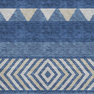 HomeRoots 9' X 12' Southwestern-Inspired Navy Blue Area Rug - Washable, Durable, UV-Protected, Easy-Care Design 676421