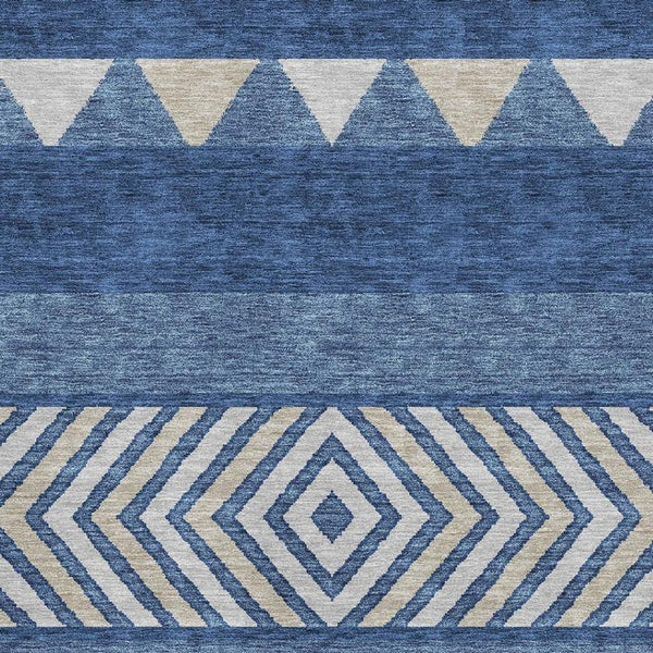 HomeRoots 9' X 12' Southwestern-Inspired Navy Blue Area Rug - Washable, Durable, UV-Protected, Easy-Care Design 676421