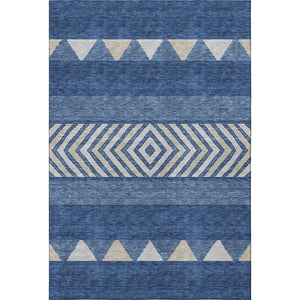 HomeRoots 9' X 12' Southwestern-Inspired Navy Blue Area Rug - Washable, Durable, UV-Protected, Easy-Care Design 676421