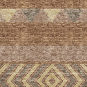 HomeRoots 5' X 8' Southwestern Area Rug - Earthy Rust, Wheat & Taupe, Washable, UV Protected, Pet Friendly 676424