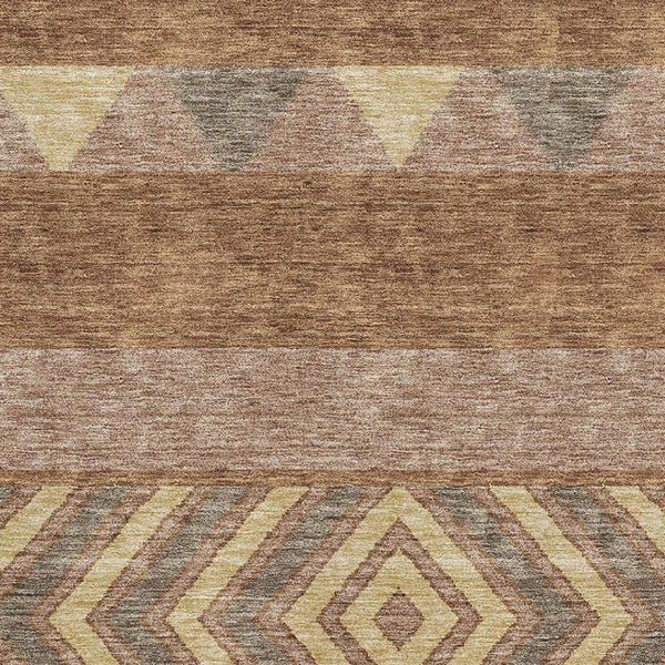 HomeRoots 5' X 8' Southwestern Area Rug - Earthy Rust, Wheat & Taupe, Washable, UV Protected, Pet Friendly 676424