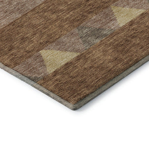 HomeRoots 8' Southwestern Washable Round Area Rug in Rust, Wheat & Taupe - UV Protected, Durable & Easy-Care 676425