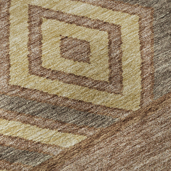 HomeRoots 8' Southwestern Washable Round Area Rug in Rust, Wheat & Taupe - UV Protected, Durable & Easy-Care 676425